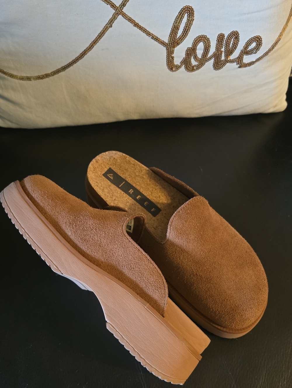 Reef Women’s Brown Suede Slip-On Platform Clogs